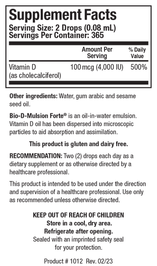 Bio-D-Mulsion Forte Nutrients Chart
