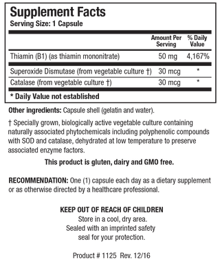 Thiamin-50 Nutrients Chart