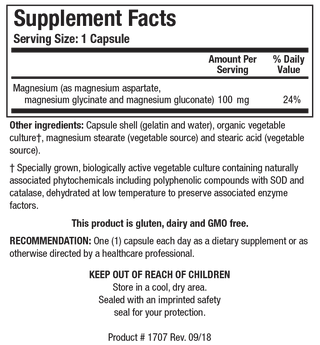 Mg-Zyme Nutritional Chart