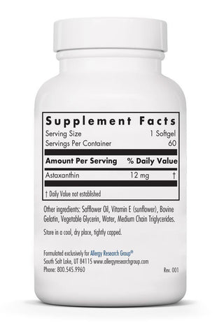 Astaxanthin 12mg back