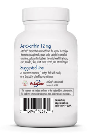 Astaxanthin 12mg Bottle Back