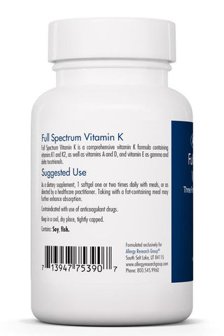 Full Spectrum Vitamin K Bottle Back