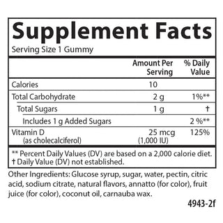 Kids Vitamin D3 Gummies, 25mcg, 1,000 IU