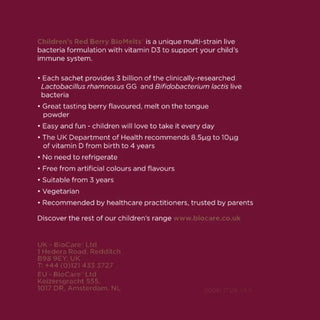 Product description text for Children's Red Berry BioMelts 