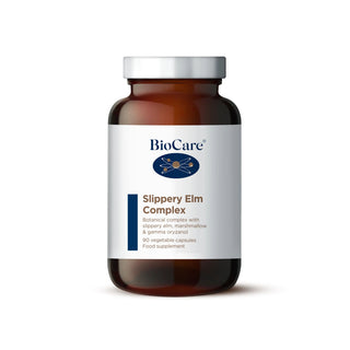 BioCare Slippery Elm Complex supplement bottle on a white background
