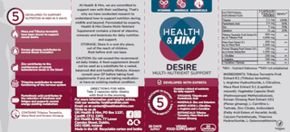 Health & Him Desire Multi-Nutrient Support 60s, Health & Him