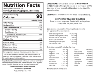 Whey Protein Isolate (Chocolate Flavor) X 454g