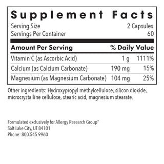 Buffered Vitamin C Nutrients Chart