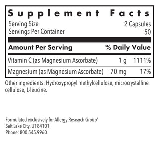 Magnesium Ascorbate Nutrients Chart