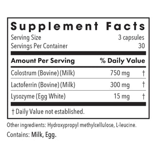 Laktoferrin with Colostrum Nutrients Chart