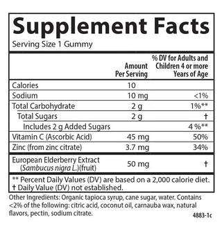 Kid's Black Elderberry Gummies , 50mg , Vitamin C & Zinc