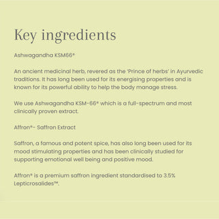Ashwagandha with Saffron Extract Ingredients