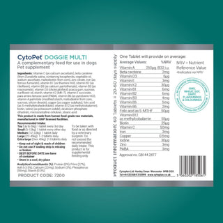 Doggie Multi X 120 Vegan Tablets for All breeds Dogs - Cytoplan