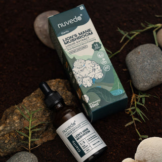 Nuvedo Lions Mane Mushroom Liquid Extract, Herbal Drops As Seen on Shark Tank India-Clarity X 50ml