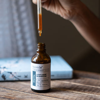 Nuvedo Lions Mane Mushroom Liquid Extract, Herbal Drops As Seen on Shark Tank India-Clarity X 50ml