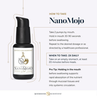 NanoMojo bottle with usage instructions 