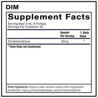 Supplement facts label for DIM
