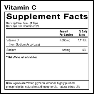Quicksilver Scientific Vitamin-C Nutrients Chart