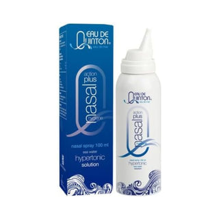Eau de Quinton nasal spray bottle and packaging on a white background