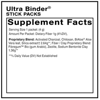 Supplement facts label for Ultra Binder Stick Packs 
