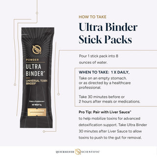 Ultra Binder Stick Pack with usage instructions - How to take