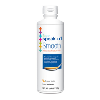 Lifetrients speak+d Smooth liquid omega-3 supplement with vitamins E, D and K, orange vanilla flavor by FMI Health Front Bottle