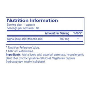 Alpha Lipoic Acid 600 mg - 60 Capsules