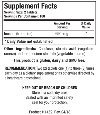 Inositol (from rice) X 200 Tablets