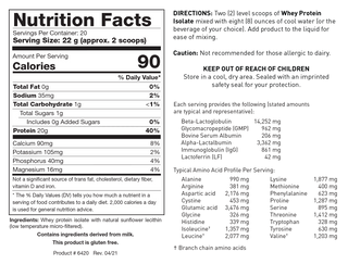 Whey Protein Isolate (Unflavoured)  X 454g