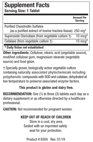 Purified Chondroitin Sulfates X 90 Tablets