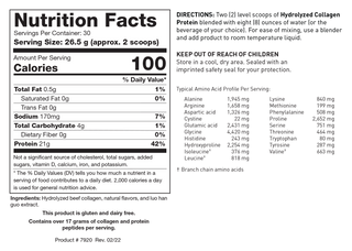 Hydrolysed Collagen Protein (Vanilla crème) X 795g - Biotics Research