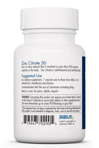 Zinc Citrate 50mg X 60 Vegetarian Capsules